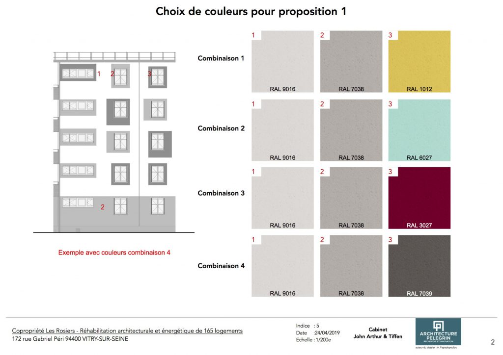 Combinaison de couleurs pour le choix n°1