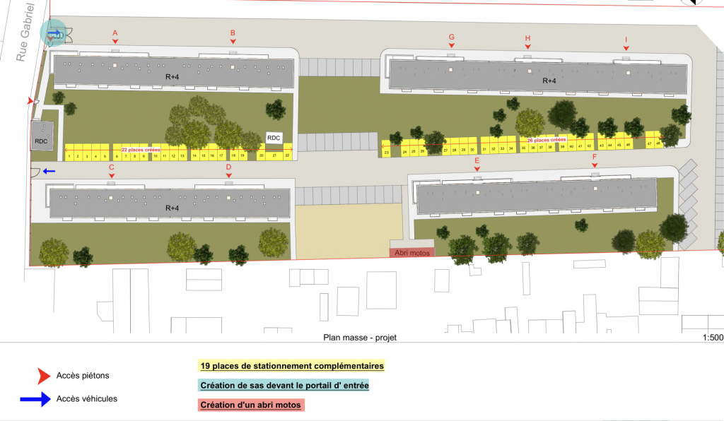 Plan des places de parking supplémentaires